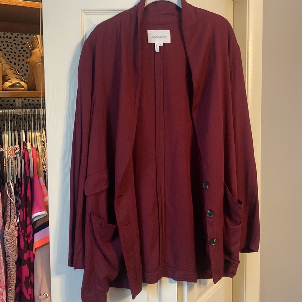 BCBGeneration Burgundy Knit Blazer Jacket. Women Size L